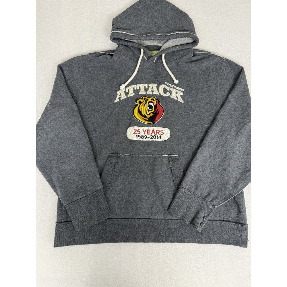Cranium Activewear Owen Sound Attack Hoodie XXL Grey‎ OHL Hockey 25 Year Patch